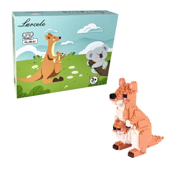 Larcele Animal Series Micro Building Blocks Animal Set, DIY Mini 3D Building Toy Bricks,899 Pieces KLJM-07 (Kangaroo)