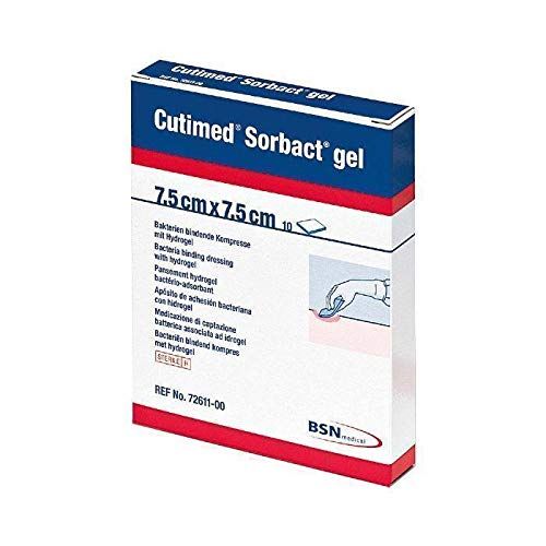 BSN Medical 7261100 Cutimed Sorbact Antimicrobial Hydrogel Dressing, 7.5 cm x 7.5 cm Size (Pack of 10)