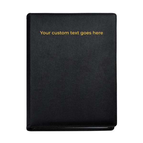 Arpan Personalised Text 48 Pockets 96 Sides A4 Presentation Folder Document File Folder Display Book Portfolio Professional Conference Folder Faux Leather (Black)