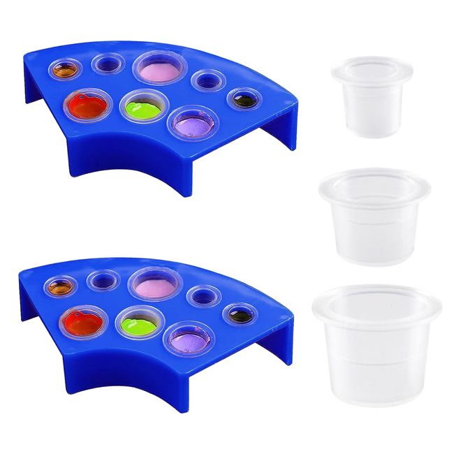 ZMNVHJ Tattoo Farbkappen Cups mit 2 Cups Halterungen 300 Stück Kunststoff Farbbehälter Tattoo Ink Cups Ink Cups Einweg Kleine Small Tinte Pigment Cups Tintenbecher für Tattoo Ink Tattoo Zubehör (weiß)