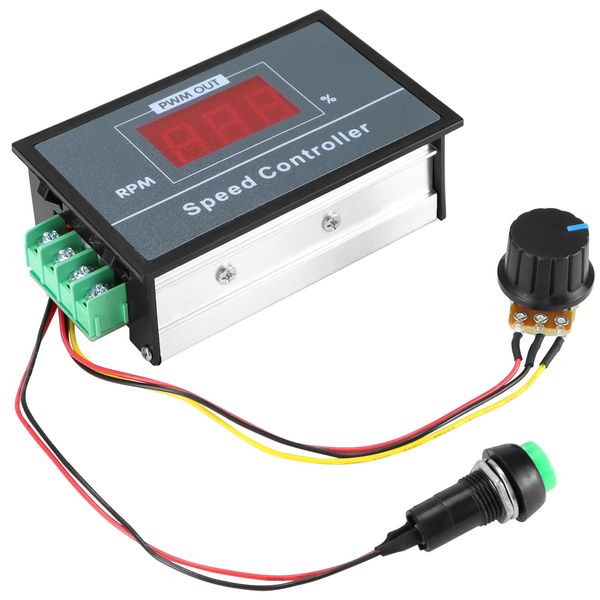 QWORK® DC 6-60V 30A, PWM DC Motor Speed Controller with LED Display and Adjustable Switch