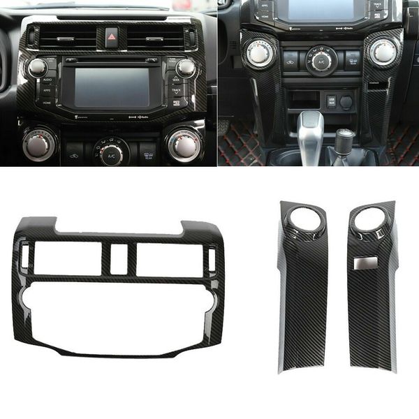 Carbon Fiber Central Console Control Panel Trim Cover Decor kit For 4Runner 10+