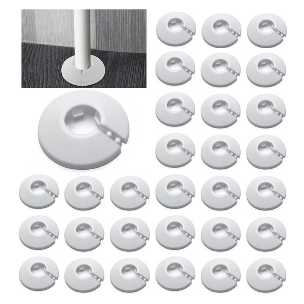 30 Stück Einzel Heizungsrohr Rosette, heizungsrohr abdeckung,Rohrabdeckung, Abdeckrosetten, Heizung, Verkleidung, Heizkörper Rosetten, weißes Polypropylen, weiss (16MM)