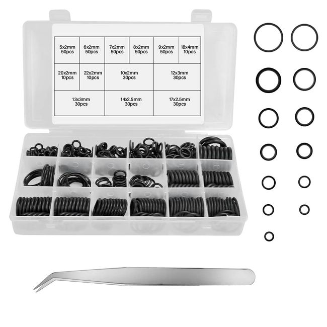 Dichtungsringe Set, OTTYMO 430 Dichtungsringe mit Pinzette O Ringe Sortiment NBR Gummi Dichtungen Ringe Hitzebeständige Dichtringe Rund O Dichtungsringe für Automobil Maschinen Elektrogeräte