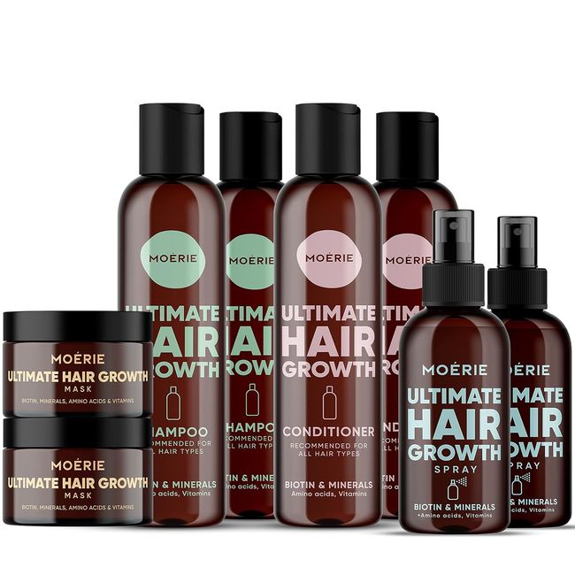 Moerie Shampoo Conditioner Hair Mask Hair Spray Mega Pack Ultimate Hair Care Set