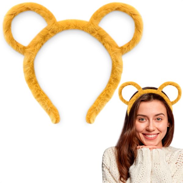 LEGLO Yellow Bear Ears Headband - Adult Cat Ears Headband Non Slip Headbands for Women Yellow Ear Headband for Makeup - Cat Ear Headband Makeup Party Dress Cute Headbands Makeup Headband for Women