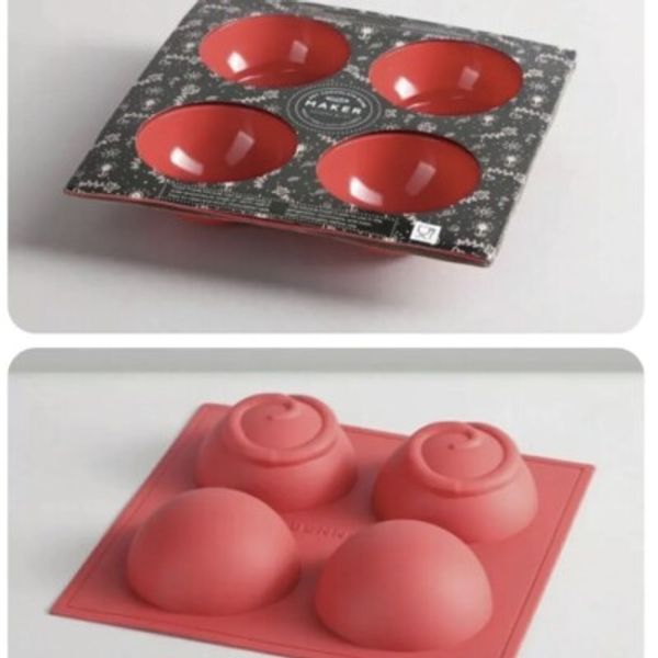 Bennkai Mold Lot of 5 Hot Chocolate Bomb Maker Red Silicone Swirl 2" Bundle NEW