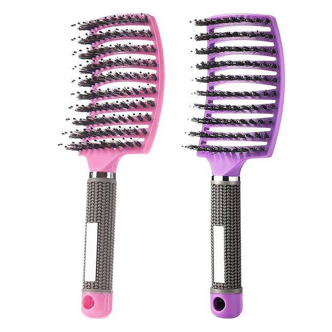 Voremy Magical Brush Detangler, Detangling Brush, Vormey Ultra Detangler Brush, For Wet Or Dry Detangling Hair Brush For Men, Women And Kids, Fast Drying Styling Massage Hairbrush (Pink+Purple)