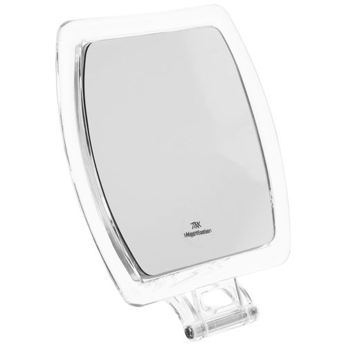 Fantasia Folding Hand Mirror with Handle: Makeup Mirror with 7X Magnification - Small Acrylic Travel Mirror - Table Mirror - Magnifying Mirror, 12.3 x 10.8 cm