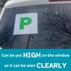 P Plate Stickers for New Driver | Micro-Perforated Tech: See-Through Inside, Bold Outside | Includes Both Micro-Perforated & Solid Vinyl Stickers | 7"x7" | C&J Goods (2 Pack)