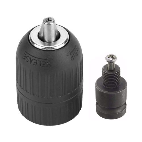 Mesee 2-13mm Capacity Keyless Drill Chuck, Mount 1/2-20UNF Quick Release Converter Conversion Tool with 1/2 Inch Socket Square Female Adapter for Air Impact Wrench