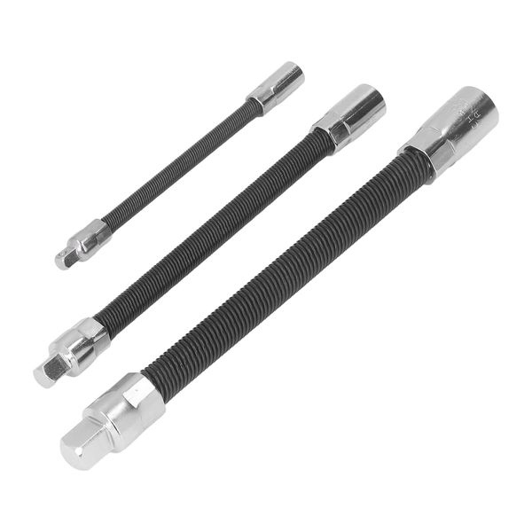 Electric Wrench Sleeve Universal Extension Rod Socket Wrench Drive Head Bendable Flexible Extension Bar Shaft 1/4 3/8 1/2 Spring Steel Set of 3