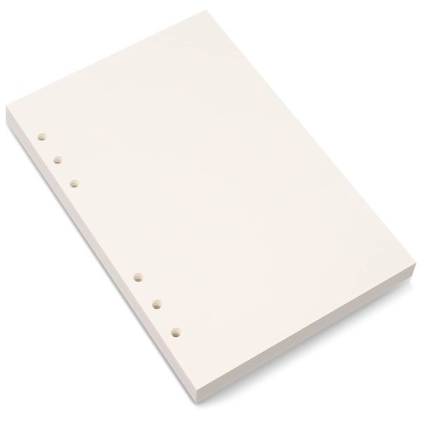 Bidponds A5 Blank Paper,A5 Refill Paper,A5 Filler Paper,6 Hole Punched,Blank Paper Refills for A5 Filofax Planner Binder Journals Notes, 80 Sheets/160 Pages,5.6x8.3 Inch,Beige (1)