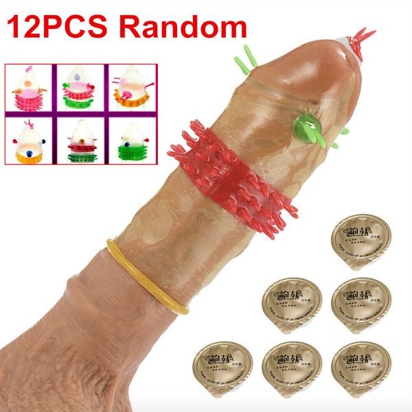 12PCS Adult Sensitive Orgasm Thin Latex Condoms Dotted Ribbed Stimulate Vaginal