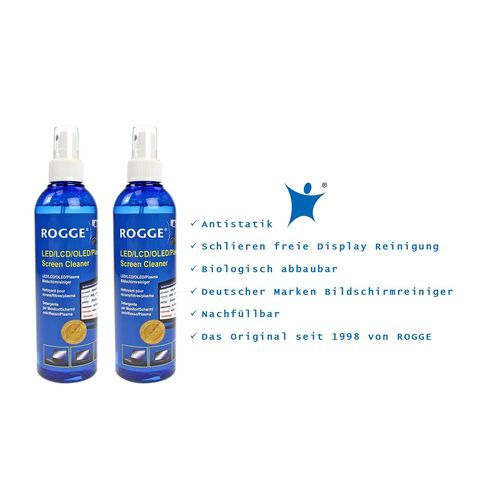 ROGGE Original Double Pack 2 x 250 ml LCD, TFT, LED, OLED + Plasma Screen Cleaner