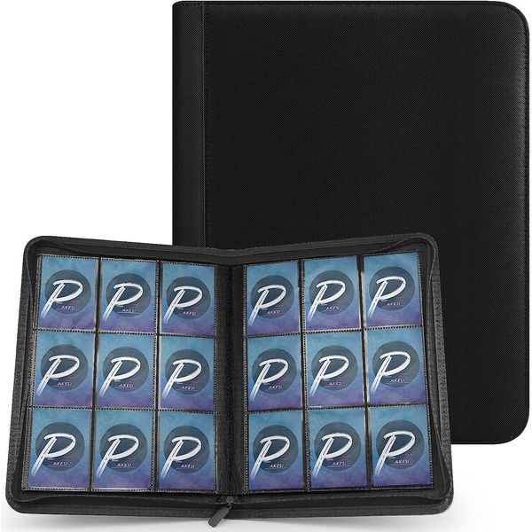 PAKESI Star Card File 9 Pockets, Holds 360 Pu Card Sheets, Collect Star Cards and Other Cards, Star Card Collection Files (Black)