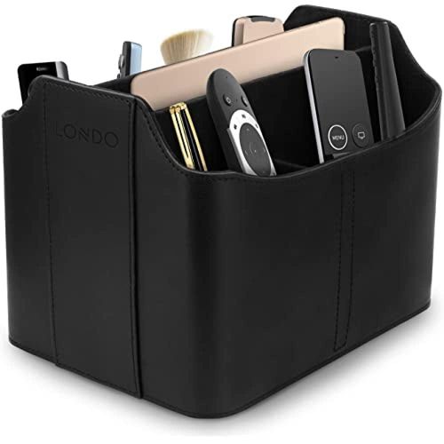 LONDO Leather Remote Control Organizer and Caddy with Tablet Slot