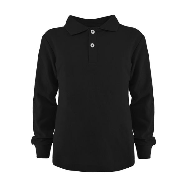 JOPHY & CO. 2900 Unisex School Training Polo Shirt with Short and Long Sleeve for Children and Boys, 2905 Black, 12 Years