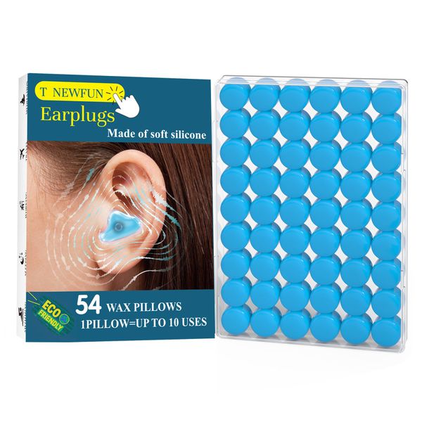 Ear Plugs for Sleeping Swimming, 54 Reusable Silicone Moldable Noise Cancelling Earplugs for Shooting Range, Swimmers, Snoring, Concerts, Airplanes, Travel, Work, Studying,54 Pillows