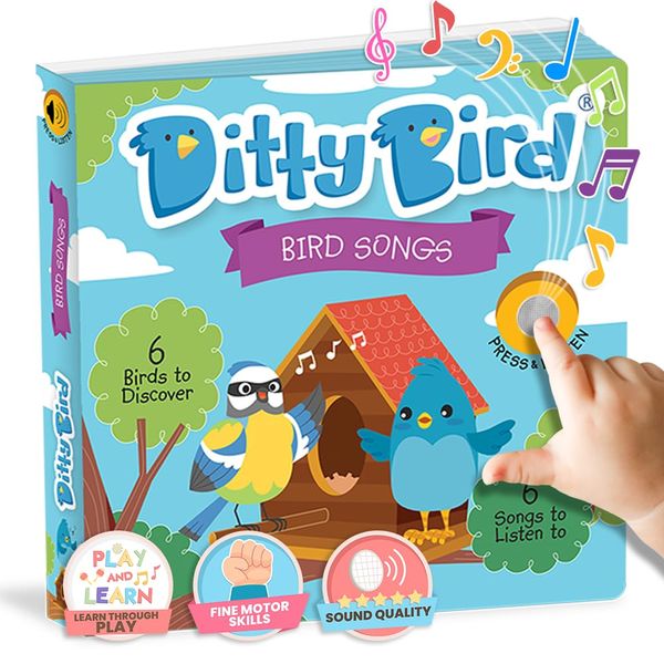 Ditty Bird Animal Sounds Book for Toddlers – Interactive Book Featuring Cuckoo, Blue Tit, Herring Gull, Tawny Owl & Dove Sounds | Musical Board Book for Ages 1-3 | Perfect Educational Gift for Toddler