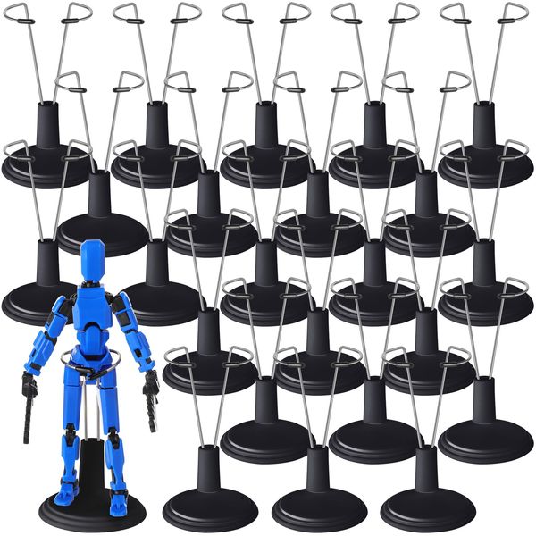 Yaocom 24 Pcs Doll Stands Adjustable Action Figure Display Stand Holder Support for 6-8 Inches Dolls, Creative Doll Storage Stand for Home Shop Birthday Party Favor for Male Female (Black)