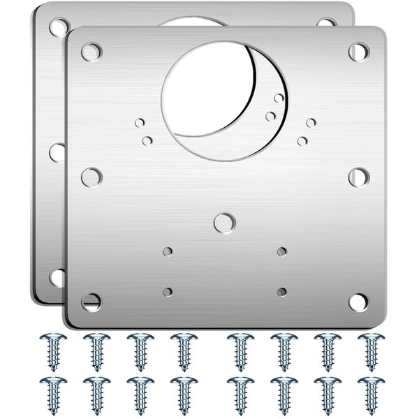 2 Pcs Hinges Repair Plate, Stainless Steel Hinges Repair Brackets with Holes, Kitchen Cupboards Cabinets Doors Hinge Repair Kit with 18 Pcs Customized Screws