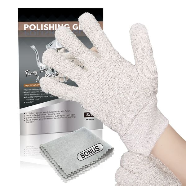 Evridwear Silver Polishing Gloves Polish Cleaning Glove Mitt for Sterling Silver Brass (L/XL)