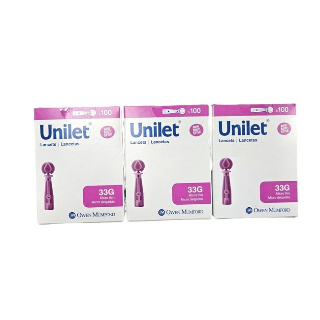 UNILET Lancets 33 Gauge 100ct / box ( 3 pack )