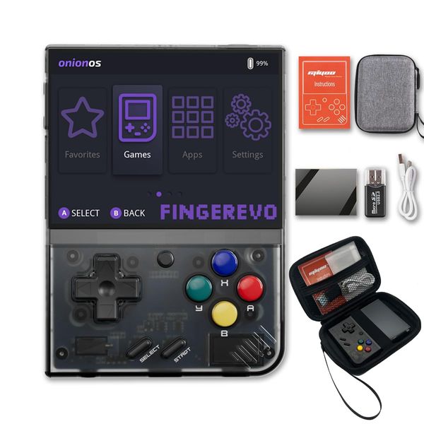 Miyoo Mini Plus OnionOS Handheld Game Console 3.5-inch 640*480 Screen 3000mAh Miyoo-Mini+ with Portable Case Transparent Black