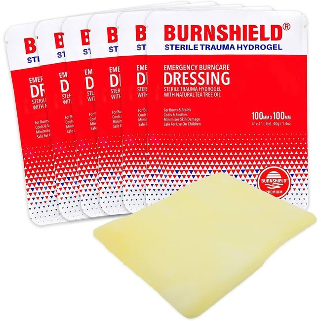 Burnshield 4" X 4" Burn Dressing Sterile Hydrogel Burncare - 6 Count