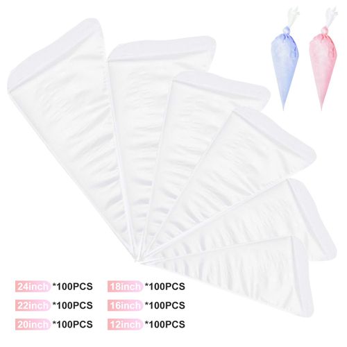 Joyeee Strong Icing Bags Kit, 100 Pcs Disposable Piping Bags Plastic Thick Icing Pipe Bag, DIY Handmade Cream Flower for Decoration Cake Cupcake Biscuit Dessert Cookie, Baking Tools, Large 22 Inches