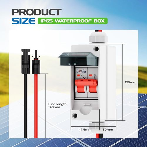 Solar Panel Disconnect Switch, CGELE 32 Amp DC 1000V Breaker Box PV Disconnect Switch Miniature Circuit Breaker with IP65 Waterproof Box
