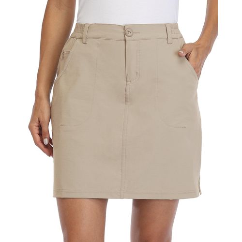 WILLIT Women's Skort Sports Skirt Golf Skirt Leisure Skirt Skort with Trousers UPF 50+ Quick Drying Outdoor Hiking with Pockets, khaki, XXL