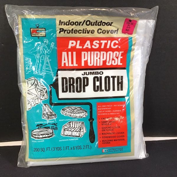 Vintage Kmart Plastic Drop Cloth All Purpose Plastic Cover 200 Sq Ft Sealed