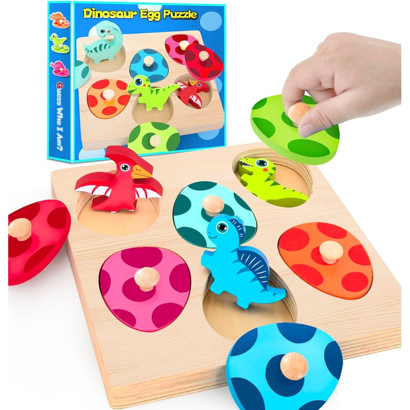 SIERLIKY Wooden Peg Puzzle for Toddlers,Montessori Toys for Kids，Wooden ...