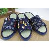 Indigo Dyeing Japanese Pattern Folding Sandals Relaxing Cat, L Size