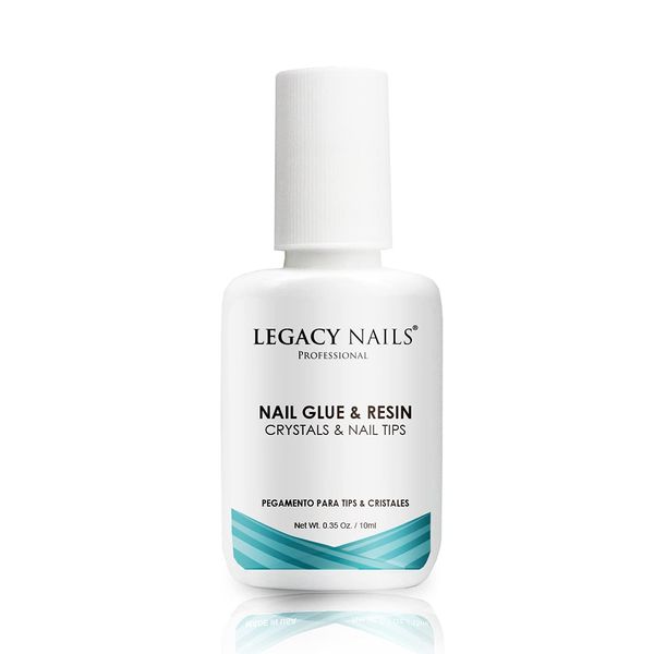 Legacy Nails Nail Glue & Resin 0.5oz Brush-on; Water-Resistant Adhesive; Bonding Quickly and Easily Nails Tips, Repairs, Crystals, and Decoration; Great Strength and Durability.