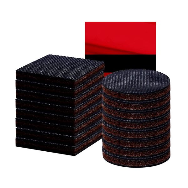 Furniture Protection Pad, Natural Rubber Scratch Proof and Soundproofing Round Felt Pads, Anti-Slip Rubber Pads (1.5 inches (3.8 cm) / 16 Pcs/Round + Square)