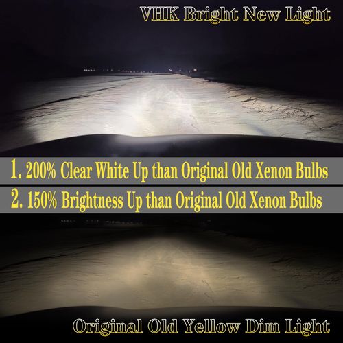 VHK D2S for Infiniti QX60 Xenon HID Headlight Bulbs 2014 2015 2016 2017 2018 2019 2000, High Low Dual Beam Headlamp, 6000K Cool White, Projector OEM 35W D2SC1 Light, 2 Pack