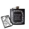 Engraved 6oz Black Hip Flask with Heart Border