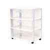 HOMZ 3-Drawer Cart Organizer with Removeable Wheels, Medium, White & Clear