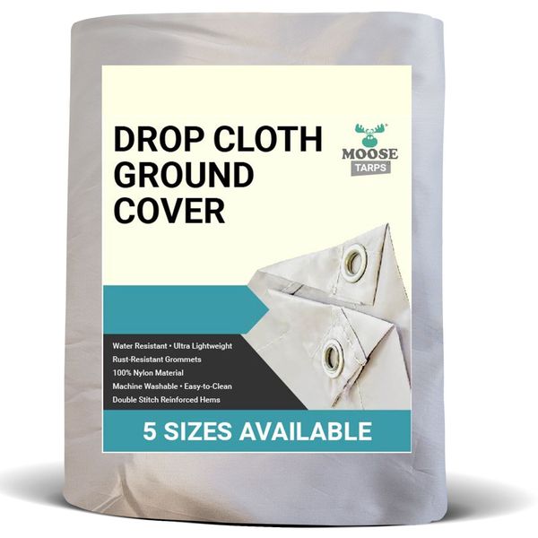 Nylon Ground Cover Lightweight Water Resistant Drop Cloth Tarp w Grommets