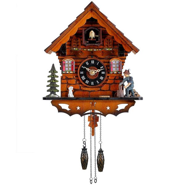 Kintrot Cuckoo Clock Traditional Black Forest Clock Antique Wooden Pendulum Quartz Wall Clock