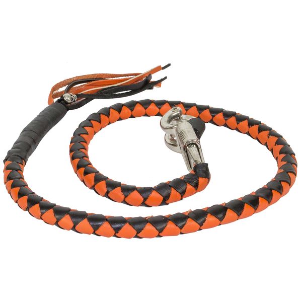 Orange & Black Get Back Whip for Motorcycles, Clasp Diameter 3/4" x 3/4",42" Length,1/2" Diameter