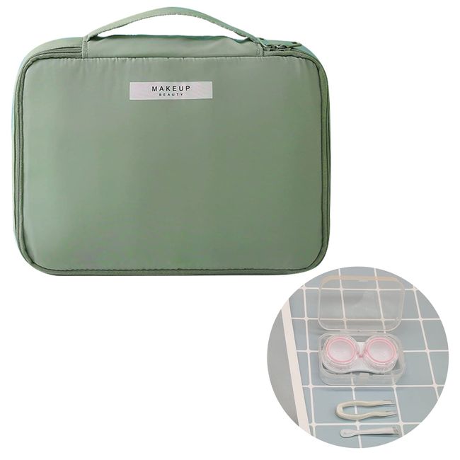 DKDDSSS Reise Kosmetiktasche Tragbare, Große Multifunktions Makeup Tasche, Schminktasche Kosmetiktasch Organizer, Reise Täschchen Kosmetikbeutel mit Fächern für Damen und Mädchen（Mint Green）