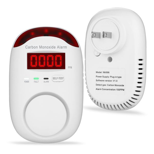 Carbon Monoxide Detector Plug in - Hembisen Portable Carbon Monoxide Detector for Travel,Plug in CO Detector with Digital Display for Apartment/Home/Kitchen,Easy to Read & Install