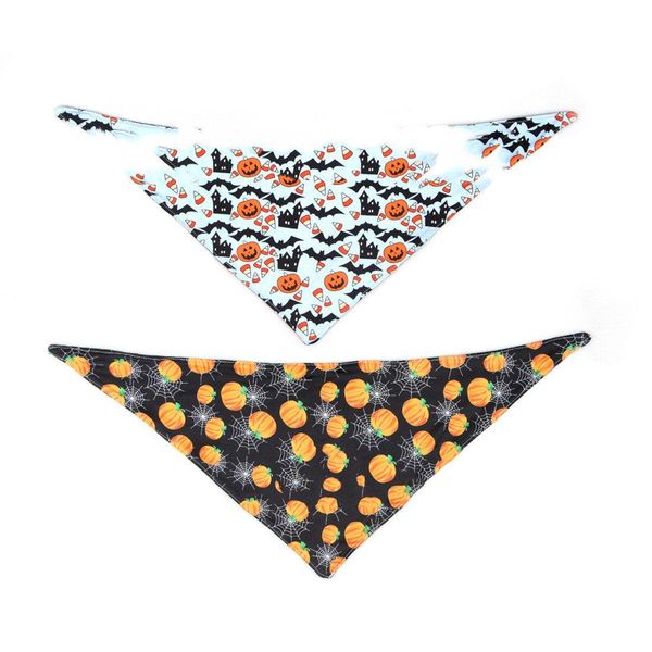 Spooky Halloween Reversible Drool Bib For Pets - Spider Web Pumpkin / S