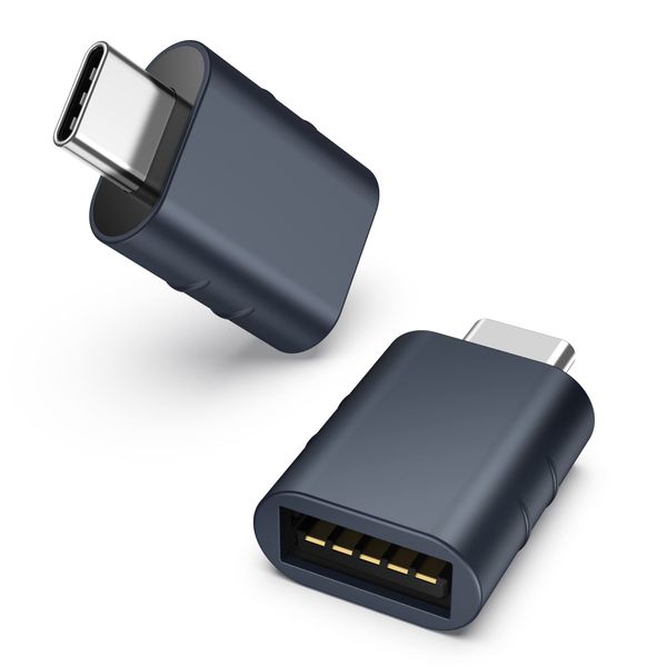 Syntech USB C auf USB Adapter(2 Stücke), Thunderbolt 3 to USB 3.0 Adapter Kompatibel mit iPhone 15 Pro Max MacBook Pro 2021/Air 2022 iPad Mini 6 iMac Surface Pro 8/X Go und mehr, Mitternacht