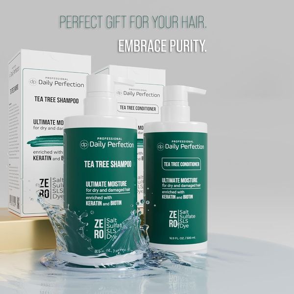 TEA TREE SHAMPOO & CONDITIONER SET WITH BIOTIN & KERATIN, SULFATE & SALT FREE