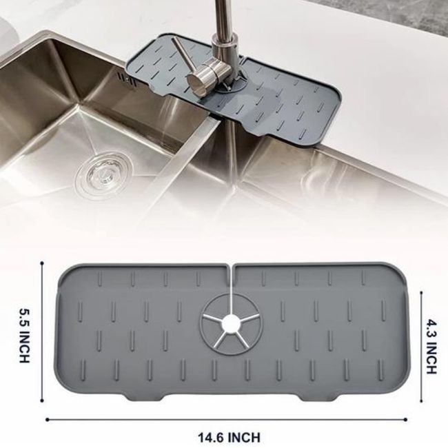 Silicone Kitchen Faucet Mat For Sink Sponge Drain Rack Foldable Sink Mat  Faucet Splash Catcher Bathroom Countertop Protector Mat